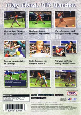 Hard Hitter Tennis box cover back